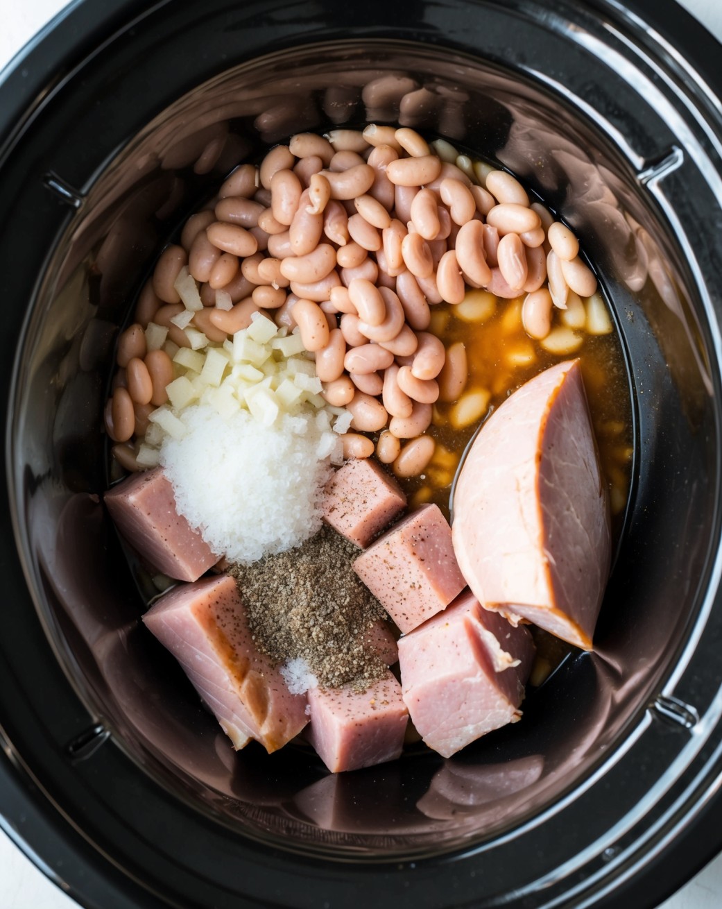 Combine ingredients of Ham and Bean Soup