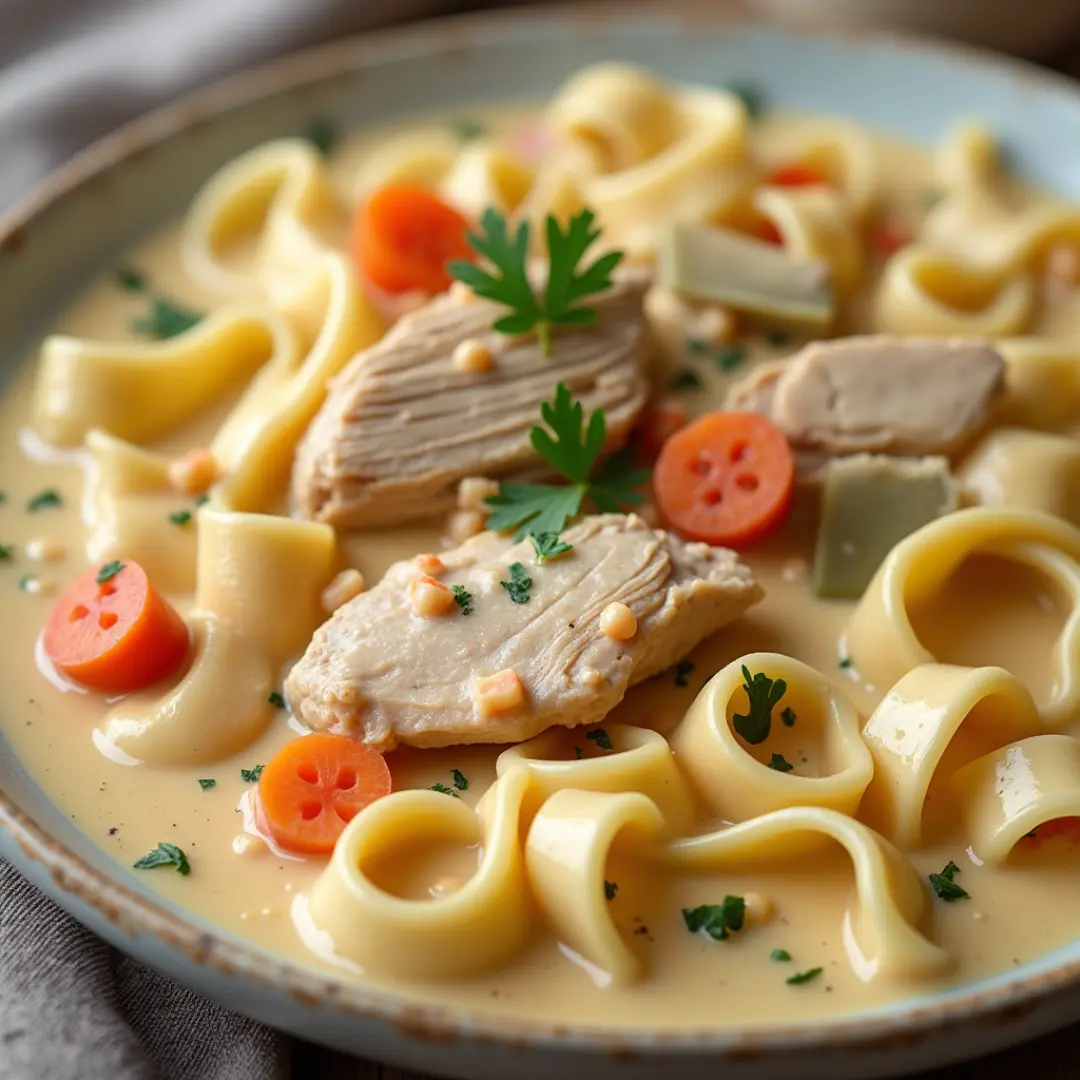 Easy Chicken Pot Pie Noodle in a Creamy Sauce