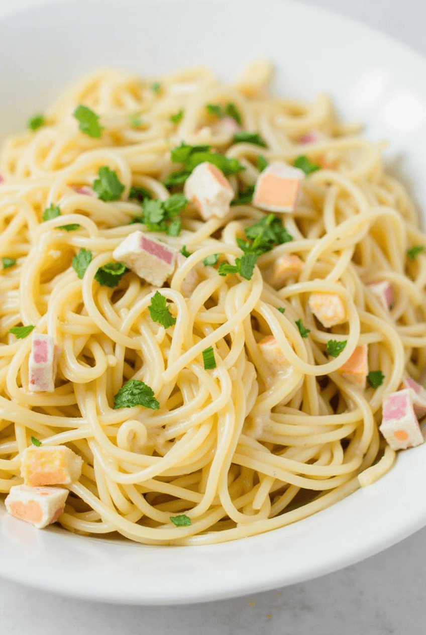 Creamy Imitation Crab Noodle Salad Recipe for a Quick Lunch